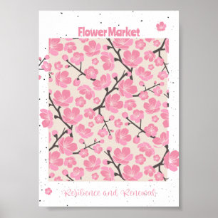 Japanse bloemenmarkt poster