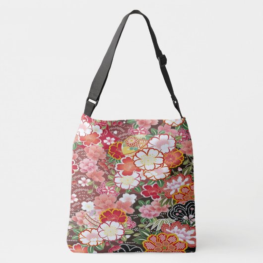 Japanse Bloemkersenbloesem Sakura Wit Rood Crossbody Tas (Achterkant)