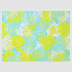 Japanse bloemmotieven in blauw tissuepapier