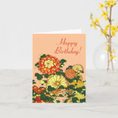 Japanse Bloemrand, Mandarijns Oranje en goud Kaart (Gele Bloem)