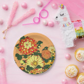 Japanse Bloemrand, Mandarijns Oranje en goud Papieren Bordje (Feest)