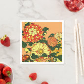 Japanse Bloemrand, Mandarijns Oranje en goud Servetten (Insitu)