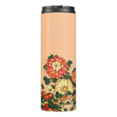 Japanse Bloemrand, Mandarijns Oranje en goud Thermosbeker (Achterkant)