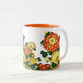 Japanse Bloemrand, Mandarijns Oranje en goud Tweekleurige Koffiemok (Voorkant rechts)