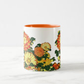 Japanse Bloemrand, Mandarijns Oranje en goud Tweekleurige Koffiemok (Center)