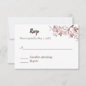 Japanse Bloesem Huwelijksreactiekaart RSVP Kaartje (Voorkant)