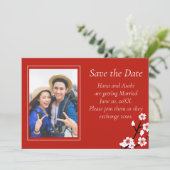 Japanse Bloesem Trouwkaart Save The Date (Staand voorkant)