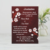 Japanse Blossom Huwelijksuitnodiging Kaart (Staand voorkant)