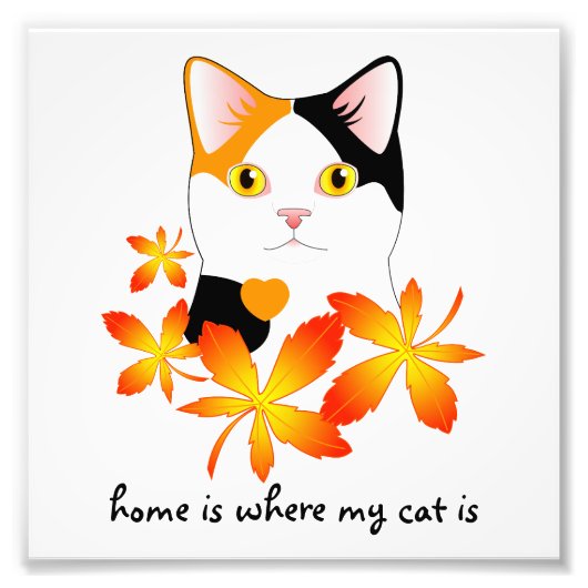 Japanse Bobtail Cat Home Heart Sign Foto Afdruk (Voorkant)