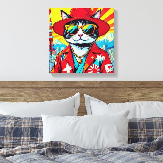 JAPANSE BOBTAIL-GROTE STADSKAT CANVAS AFDRUK (Insitu (Slaapkamer))