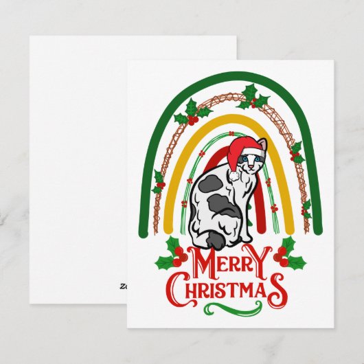Japanse Bobtail Kat Vrolijk Kerstfeest Feestdagenkaart (Voorkant / Achterkant)