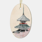 Japanse boeddhist Temple Cherry Blossom Kerstmis Keramisch Ornament (Links)