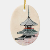 Japanse boeddhist Temple Cherry Blossom Kerstmis Keramisch Ornament (Voorkant)