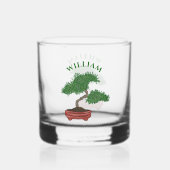 Japanse Bonsai Boom Illustratie Gepersonaliseerd Whisky Glas (Voorkant)