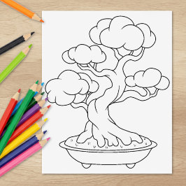Japanse Bonsai Boom in een Kleurplaat Bak Rubberstempel
