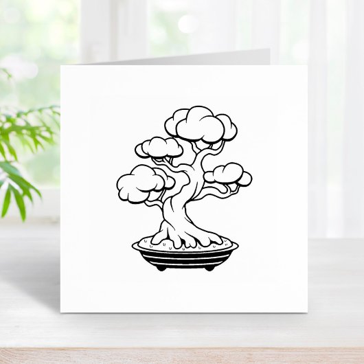 Japanse Bonsai-boom in een lade Rubberstempel