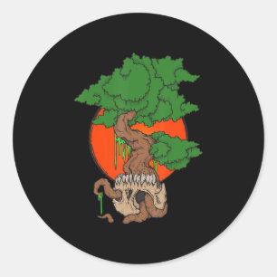 Japanse Bonsai Boom Zen Tuinieren Schedel Ronde Sticker