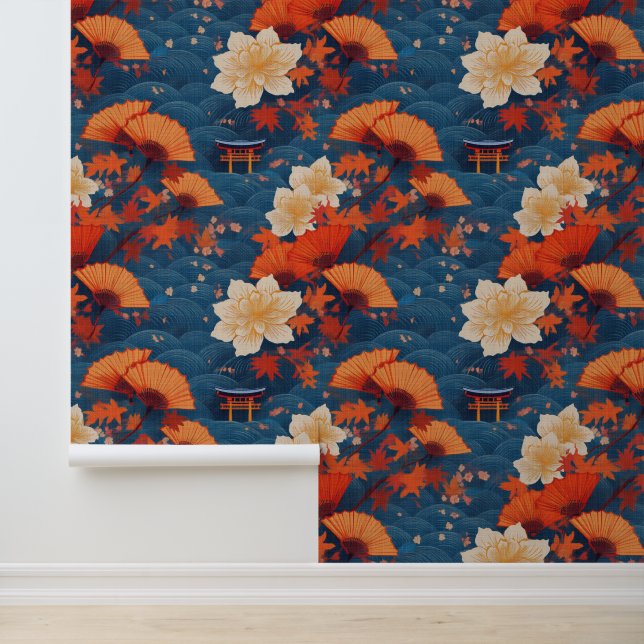 Japanse Bonsai en fans in de herfst Behang (Applicatie)