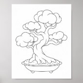 Japanse Bonsai-structuur in een Tray Coloring Page Poster (Voorkant)