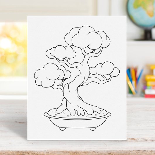 Japanse Bonsai-structuur in een Tray Coloring Page Poster