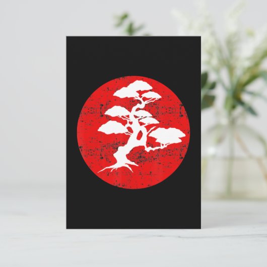 Japanse Bonsai Tree Red Sun Karate Gift Bedankkaart (Staand voorkant)