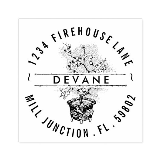  Japanse Bonsai Tree Return Address Stamp Rubberstempel (Afrduk)