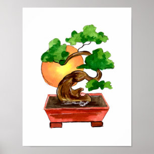 Japanse Bonsai Tree Sun Poster