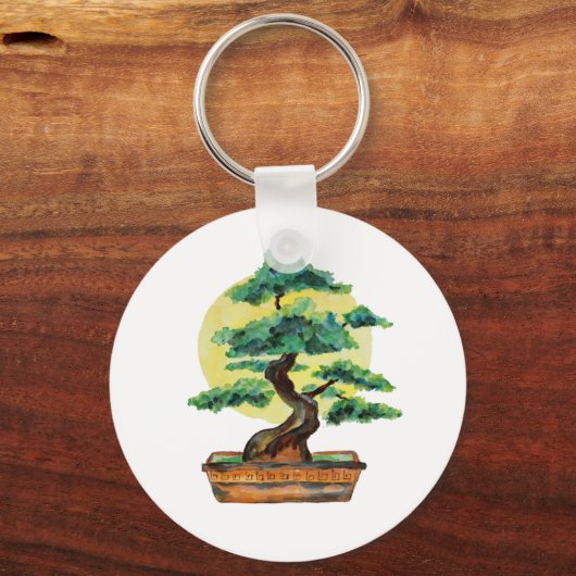 Japanse Bonsai Tree Sunshine Sleutelhanger (Voorkant)