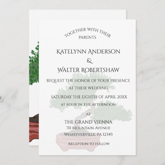 Japanse Bonsai Tree Wedding Kaart (Voorkant / Achterkant)