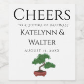 Japanse Bonsai Tree Wedding Wijn Etiket (Enkel label)