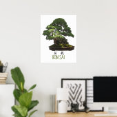 Japanse Bonsaiboom en Symbool Poster (Thuiskantoor)