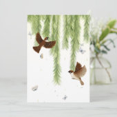 Japanse boom kruipt onder een sluipende wilg bedankkaart (Staand voorkant)