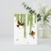 Japanse boom kruipt onder een sluipende wilg briefkaart (Staand voorkant)