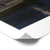  Japanse boot bij nacht Ukiyo-e Poster (Hoek)