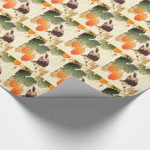 Japanse botaniek met vogel en Oranje vruchten Cadeaupapier (Hoek)