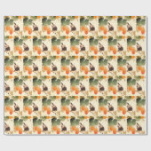 Japanse botaniek met vogel en Oranje vruchten Cadeaupapier (Vlak)