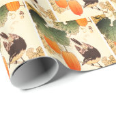 Japanse botaniek met vogel en Oranje vruchten Cadeaupapier (Rol Hoek)