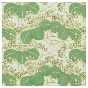 Japanse botanische groene blad houtsnede afdruk stof