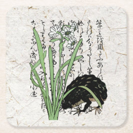 Japanse botanische kikker pad achttiende eeuw kartonnen onderzetters
