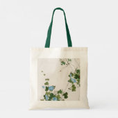 Japanse botanische Waterverf blauwe ventilator Tote Bag (Achterkant)