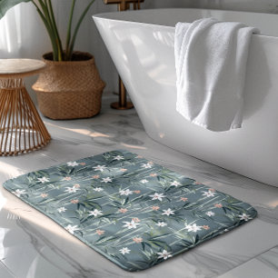 Japanse botanische zen bloemen patroon badmat