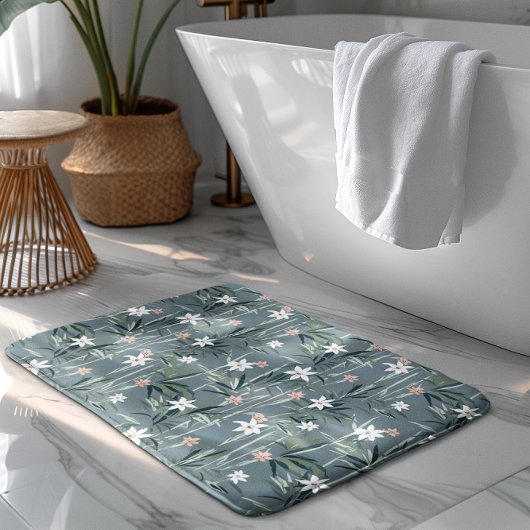 Japanse botanische zen bloemen patroon badmat