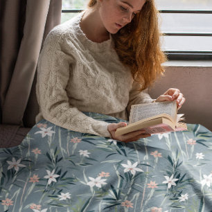 Japanse botanische zen bloemen patroon fleece deken