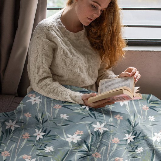 Japanse botanische zen bloemen patroon fleece deken