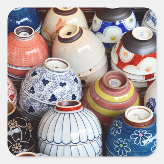 Japanse Bowls: Tokio Vierkante Sticker (Voorkant)
