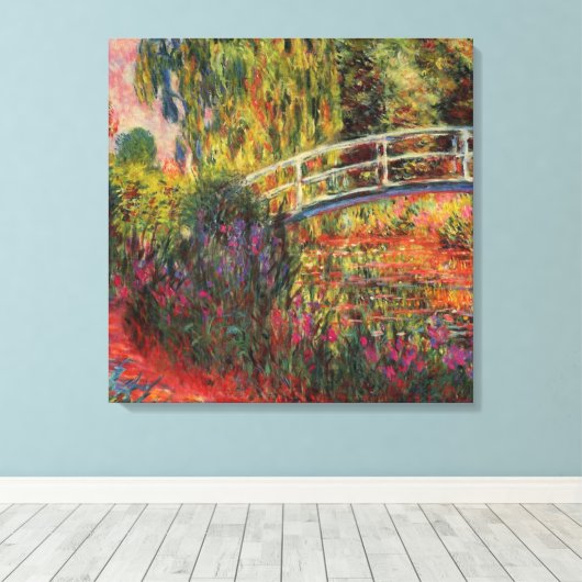 Japanse Bridge Water Lily Pond van Claude Monet Canvas Afdruk (Insitu (Houten vloer))