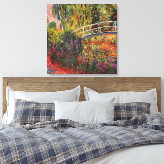 Japanse Bridge Water Lily Pond van Claude Monet Canvas Afdruk (Insitu (Slaapkamer))