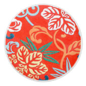 Japanse brocade - rood en wit keramische knop (Voorkant)