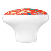 Japanse brocade - rood en wit keramische knop (Zijkant)