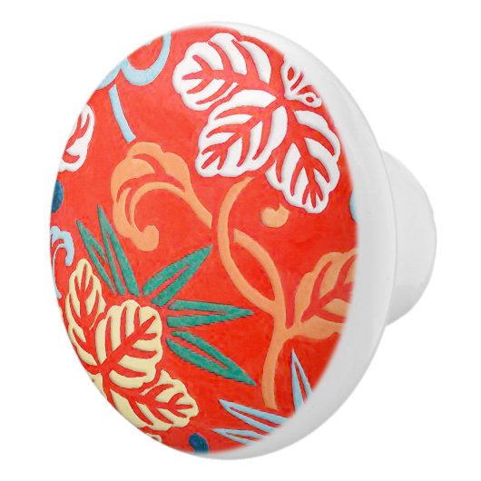 Japanse brocade - rood en wit keramische knop (Rechts)